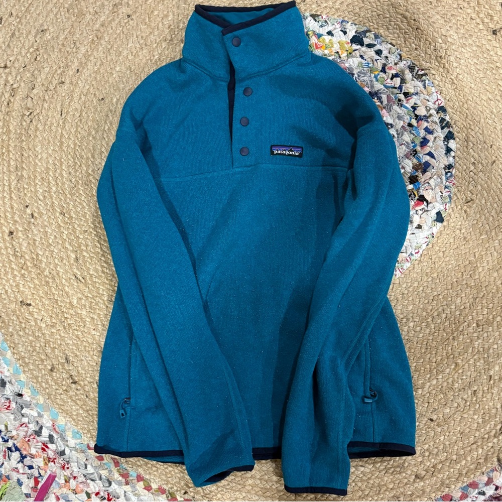 Patagonia Teal Fleece snap Pullover